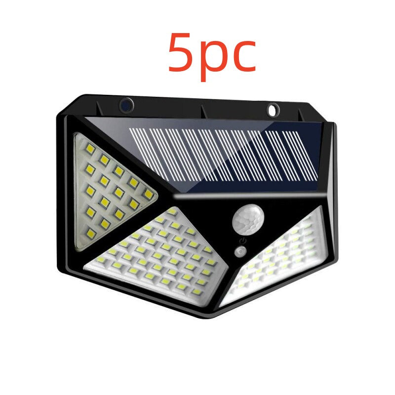 100LED Solar Waterproof Wall Lamp with Human Body Induction - 5PC100 Lamp