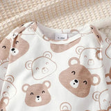 Baby Boy 4-Piece Set – Little Bear Bodysuit Pants Hat & Socks (0–9 Months) Spring & Autumn Outfit