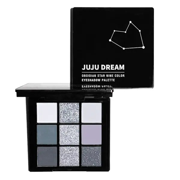 9-shade eyeshadow palette: Black Swan Smoky Dark Black Grey Silver Glitter Matte Finish Long-lasting and easy to color