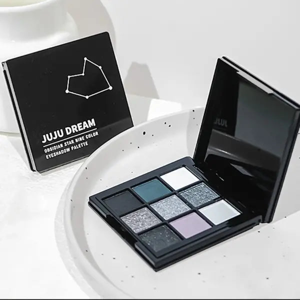9-shade eyeshadow palette: Black Swan Smoky Dark Black Grey Silver Glitter Matte Finish Long-lasting and easy to color