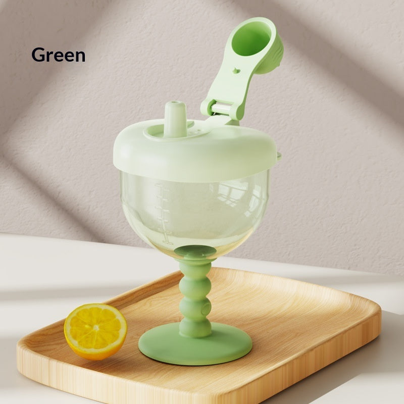 Household Children’s Straw Water Bottle - Green English Color Box - None