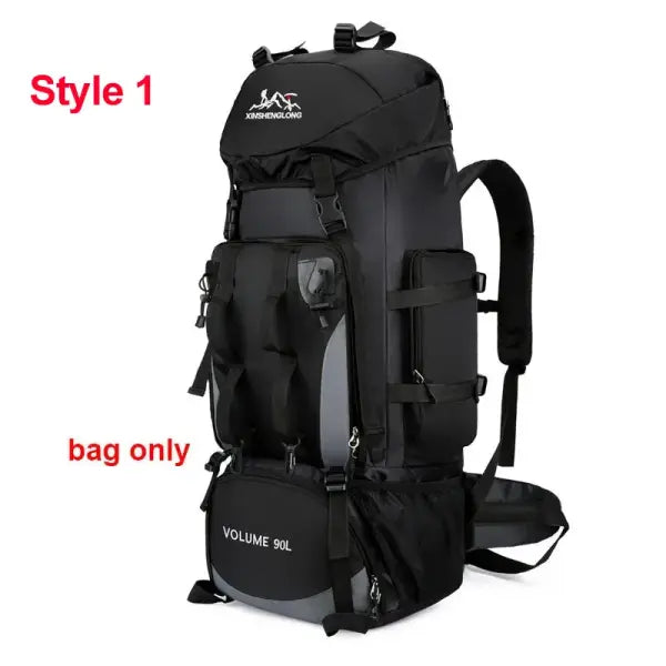Large capacity 90L waterproof trekking bag for camping - Black style 1