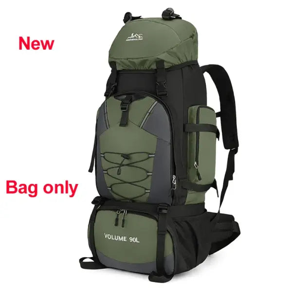Large capacity 90L waterproof trekking bag for camping - Green New