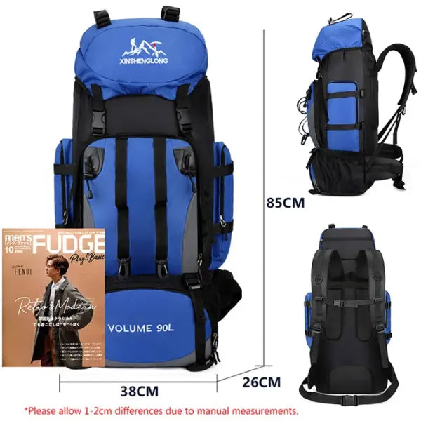 Large capacity 90L waterproof trekking bag for camping
