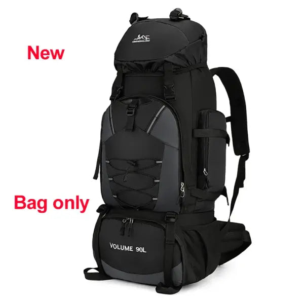 Large capacity 90L waterproof trekking bag for camping - Black New