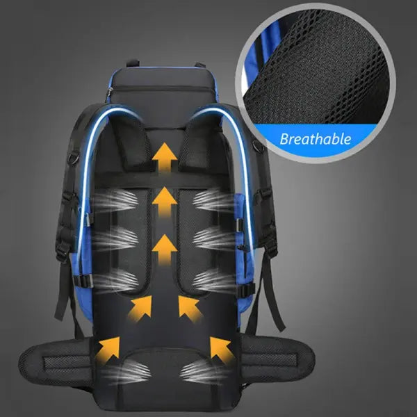 Large capacity 90L waterproof trekking bag for camping
