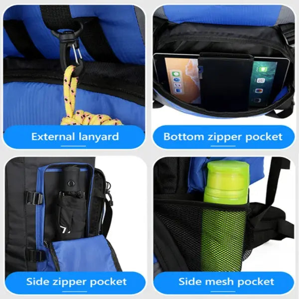 Large capacity 90L waterproof trekking bag for camping