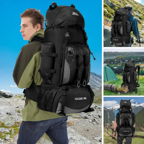 Large capacity 90L waterproof trekking bag for camping