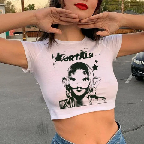 90s Crop Top – Melanie Martinez Kawaii T-Shirt for Women - 28006 / XL