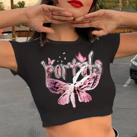 90s Crop Top – Melanie Martinez Kawaii T-Shirt for Women - black28023 / S