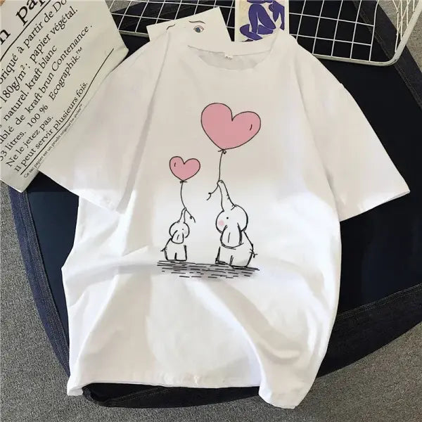 90s Graphic Cat T-Shirt – Women’s Harajuku Vintage Rock Top Tee Simple Brush Drawing Design - R7518-2 / S