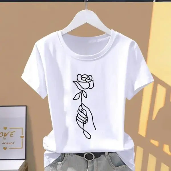 90s Y2K Floral Graphic T-Shirt – Women’s Casual Short Sleeve Retro Fashion Tee - 120 / XXL