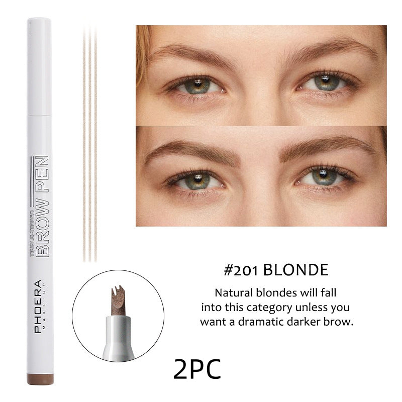 New Long Lasting Ultra-Fine Four-Comb Eyebrow Pencil - 2 pcs Blonde
