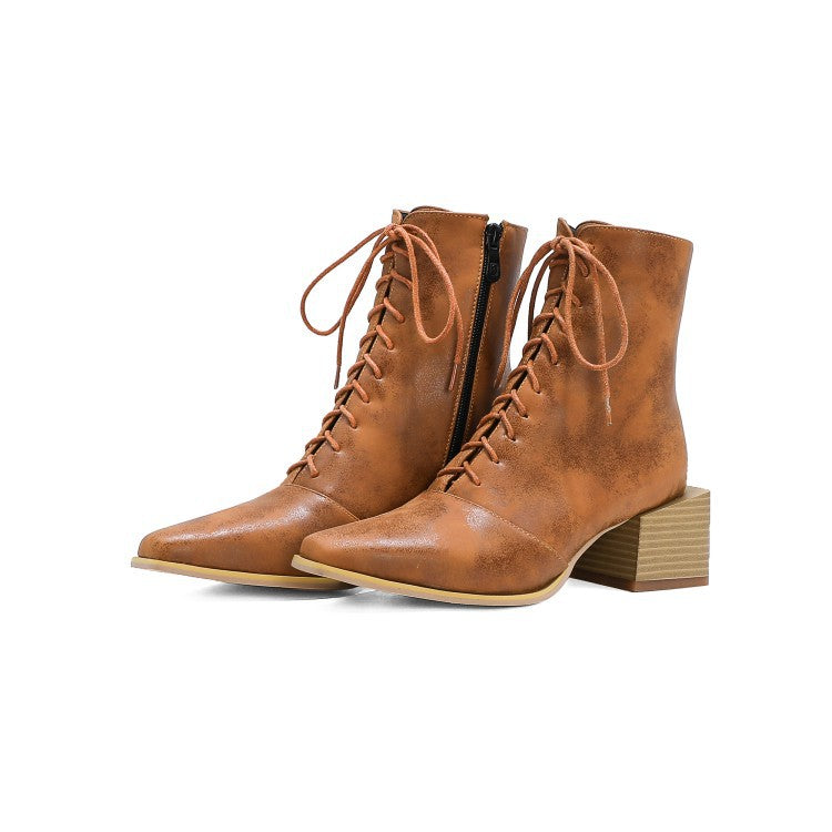 Women Pointed Toe High Heel Martin Boots