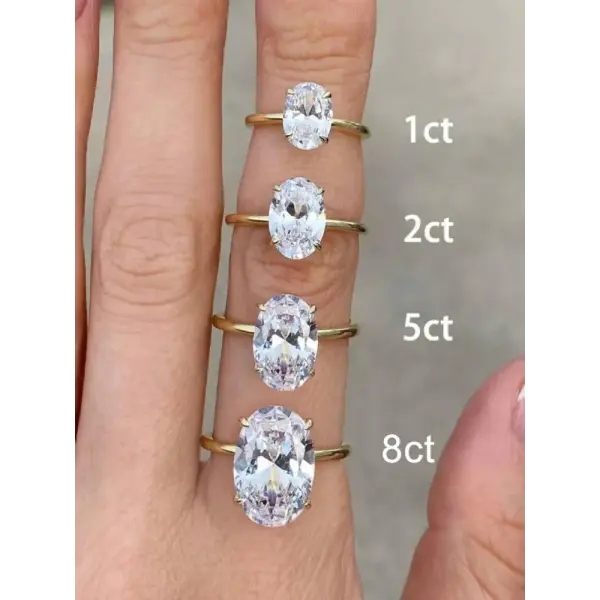 925 Sterling Silver Zircon Oval Ring – Luxury Engagement & Wedding Jewelry for Women (1–8CT)
