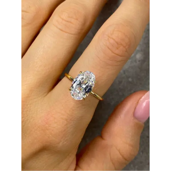 925 Sterling Silver Zircon Oval Ring – Luxury Engagement & Wedding Jewelry for Women (1–8CT)