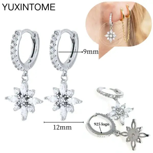 Sterling Silver Hoop Earrings for Women (White Zircon) – Wedding Fashion - LN0284-2