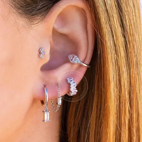 Sterling Silver Hoop Earrings for Women (White Zircon) – Wedding Fashion