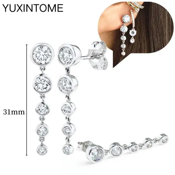 Sterling Silver Hoop Earrings for Women (White Zircon) – Wedding Fashion - LN0625-2