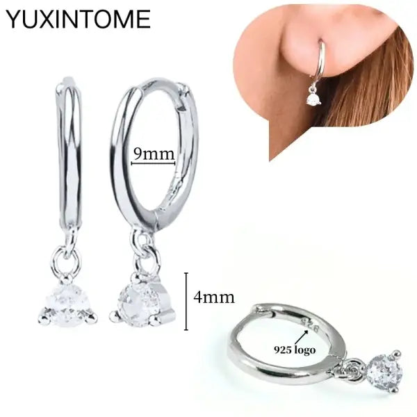 Sterling Silver Hoop Earrings for Women (White Zircon) – Wedding Fashion - LN0013-2