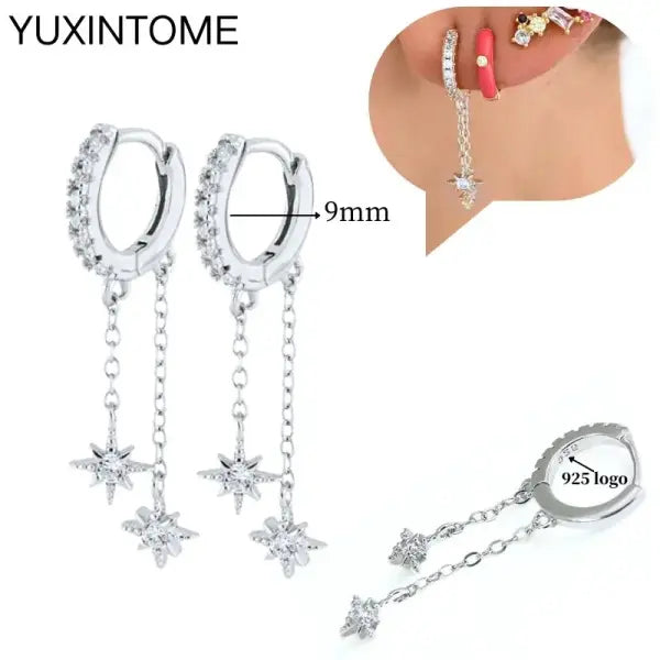 Sterling Silver Hoop Earrings for Women (White Zircon) – Wedding Fashion - LN1185-2