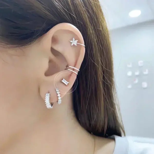 Sterling Silver Hoop Earrings for Women (White Zircon) – Wedding Fashion