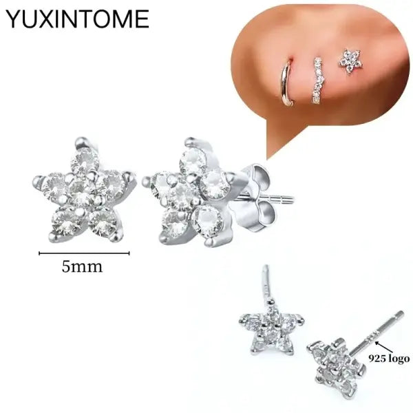 Sterling Silver Hoop Earrings for Women (White Zircon) – Wedding Fashion - LN0349-11