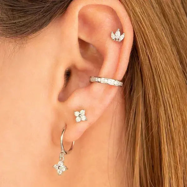 Sterling Silver Hoop Earrings for Women (White Zircon) – Wedding Fashion