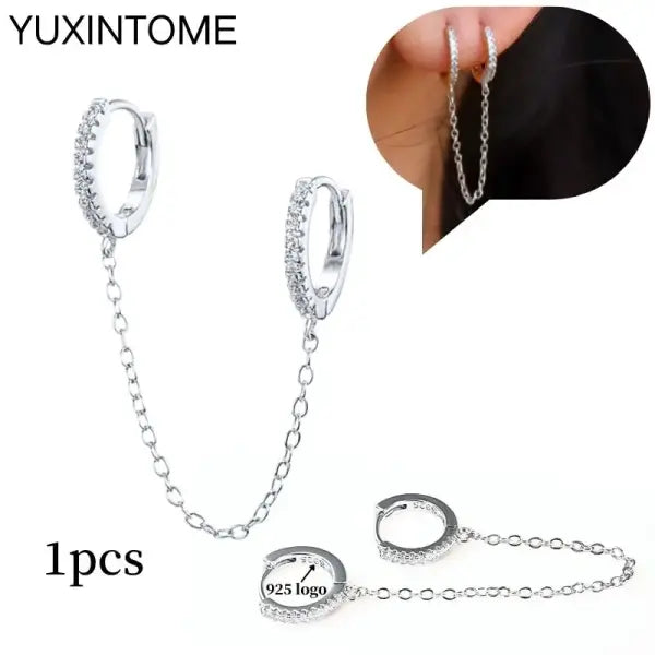Sterling Silver Hoop Earrings for Women (White Zircon) – Wedding Fashion - LN0017-2