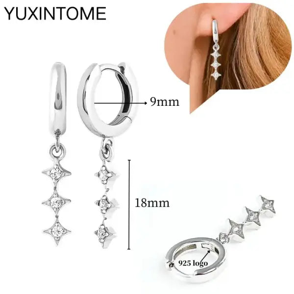 Sterling Silver Hoop Earrings for Women (White Zircon) – Wedding Fashion - LN1148-2