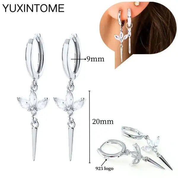 Sterling Silver Hoop Earrings for Women (White Zircon) – Wedding Fashion - LN0624-2