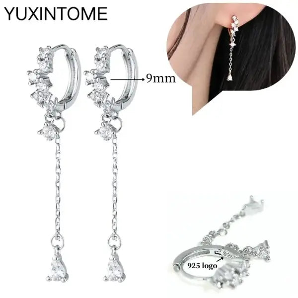 Sterling Silver Hoop Earrings for Women (White Zircon) – Wedding Fashion - LN1118-2