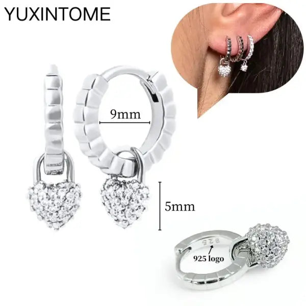 Sterling Silver Hoop Earrings for Women (White Zircon) – Wedding Fashion - LN1147-2