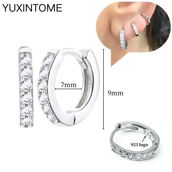 Sterling Silver Hoop Earrings for Women (White Zircon) – Wedding Fashion - LN0184-2
