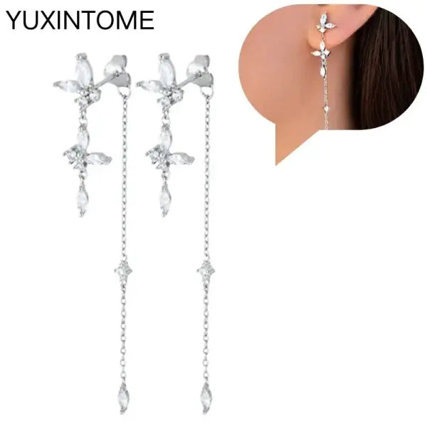 Sterling Silver Hoop Earrings for Women (White Zircon) – Wedding Fashion - LN0160-2