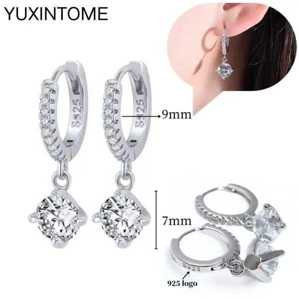 Sterling Silver Hoop Earrings for Women (White Zircon) – Wedding Fashion - LN0611-2