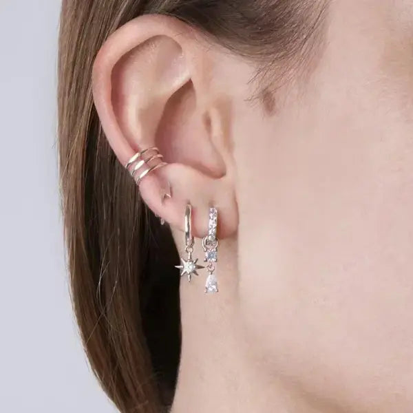 Sterling Silver Hoop Earrings for Women (White Zircon) – Wedding Fashion
