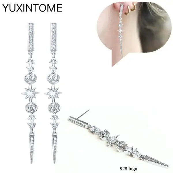 Sterling Silver Hoop Earrings for Women (White Zircon) – Wedding Fashion - LN1201-2