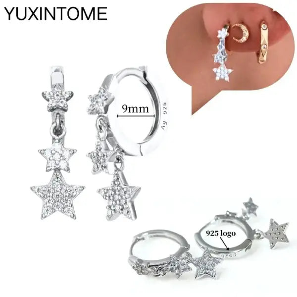 Sterling Silver Hoop Earrings for Women (White Zircon) – Wedding Fashion - LN0836-2