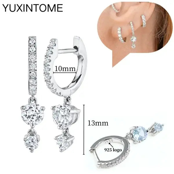 Sterling Silver Hoop Earrings for Women (White Zircon) – Wedding Fashion - LN0393-2
