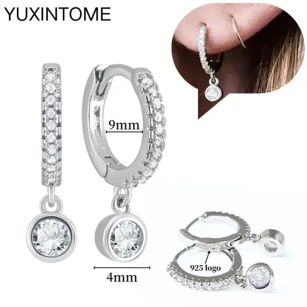 Sterling Silver Hoop Earrings for Women (White Zircon) – Wedding Fashion - LN0705-2