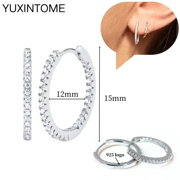 Sterling Silver Hoop Earrings for Women (White Zircon) – Wedding Fashion - LN0248-6