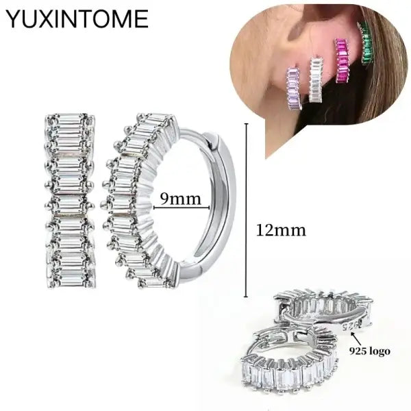Sterling Silver Hoop Earrings for Women (White Zircon) – Wedding Fashion - LN0186-17