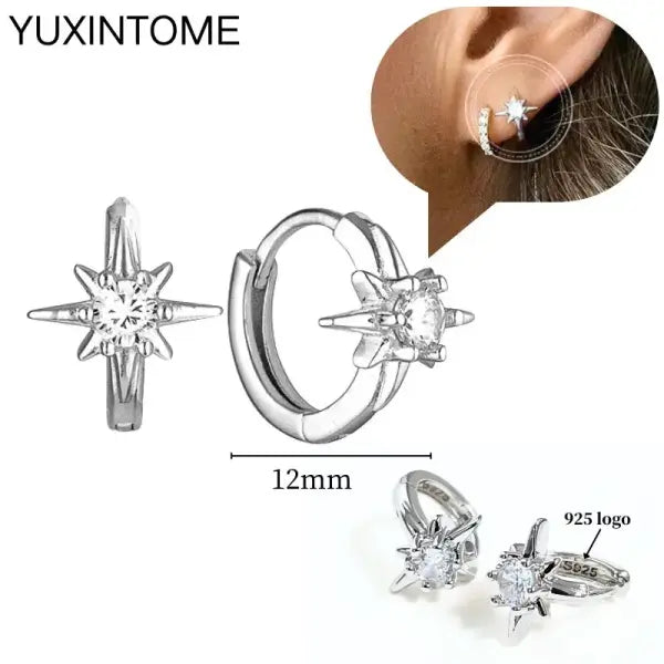 Sterling Silver Hoop Earrings for Women (White Zircon) – Wedding Fashion - LN0058-2