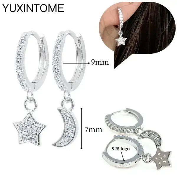 Sterling Silver Hoop Earrings for Women (White Zircon) – Wedding Fashion - LN0638-2