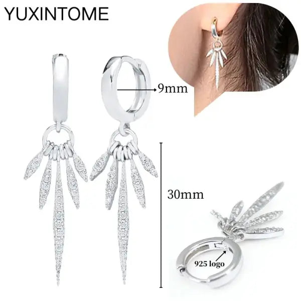 Sterling Silver Hoop Earrings for Women (White Zircon) – Wedding Fashion - LN1037-2