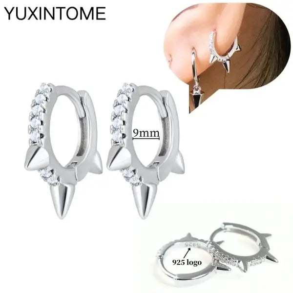 Sterling Silver Hoop Earrings for Women (White Zircon) – Wedding Fashion - LN0009-2