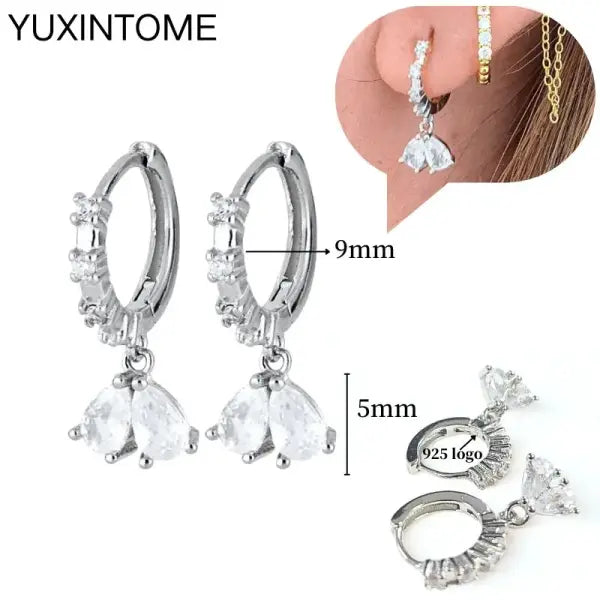 Sterling Silver Hoop Earrings for Women (White Zircon) – Wedding Fashion - LN1106-2