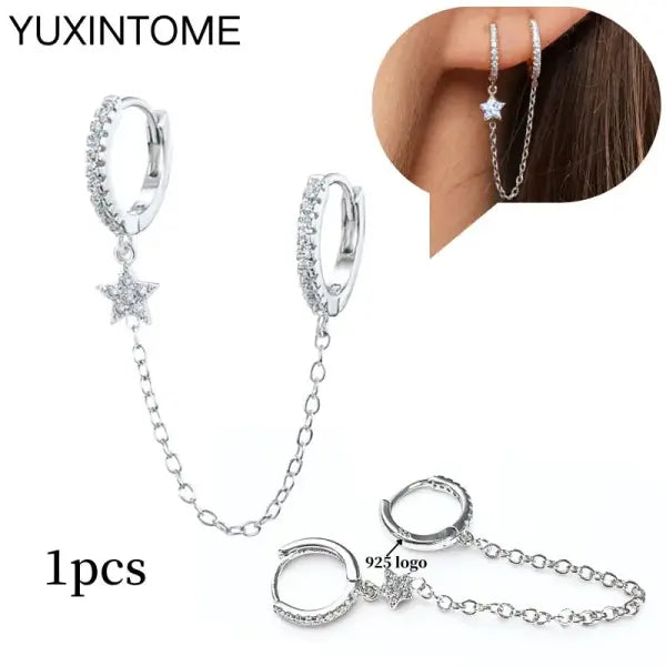 Sterling Silver Hoop Earrings for Women (White Zircon) – Wedding Fashion - LN1054-2