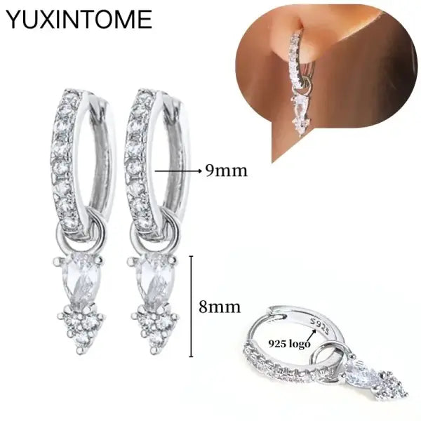 Sterling Silver Hoop Earrings for Women (White Zircon) – Wedding Fashion - LN1210-2